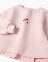 Carregar imagem no visualizador da galeria, Sweatshirt de algodão com estampado de flores para bebé menina, rosa

