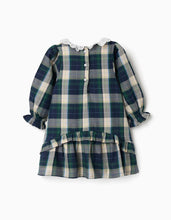Carregar imagem no visualizador da galeria, Vestido de manga comprida Xadrez para bebé menina, branco
