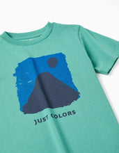 Carregar imagem no visualizador da galeria, T-shirt de algodão com estampado Just Colors para menino, verde
