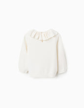 Carregar imagem no visualizador da galeria, Camisola de Malha com Gola de Folhos para Bebé Menina, Branco Zippy
