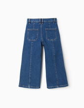 Carregar imagem no visualizador da galeria, Calças de Ganga com Costuras em Relevo para Menina &#39;Wide Leg&#39;, Azul Zippy

