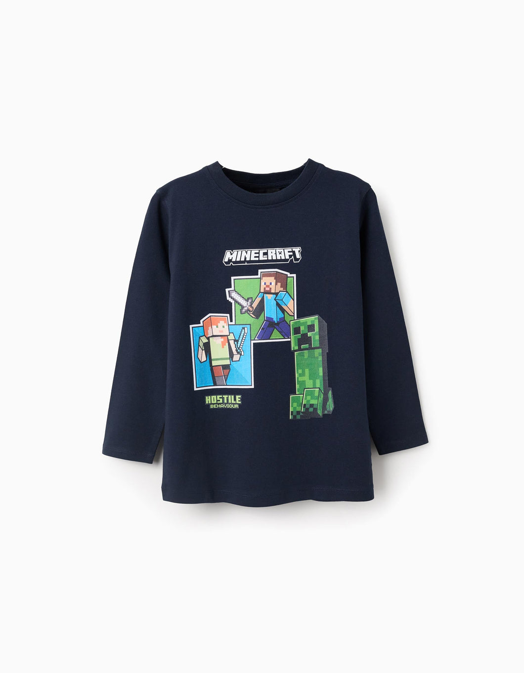 T-shirt de Manga Comprida para Menino 'Minecraft', Azul Escuro  Zippy