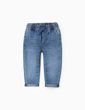 Carregar imagem no visualizador da galeria, Calças de Ganga com Cordão &#39;Comfort Denim&#39; para Bebé Menino, Azul Zippy
