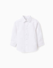 Carregar imagem no visualizador da galeria, Camisa em Oxford de Algodão para Bebé Menino, Branco Zippy
