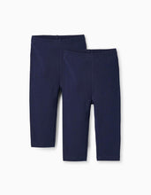 Carregar imagem no visualizador da galeria, Pack 2 Pares de Leggings para Bebé Menina, Azul Escuro
