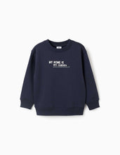 Carregar imagem no visualizador da galeria, Sweat cardada com estampado My Home para menino, azul-marinho
