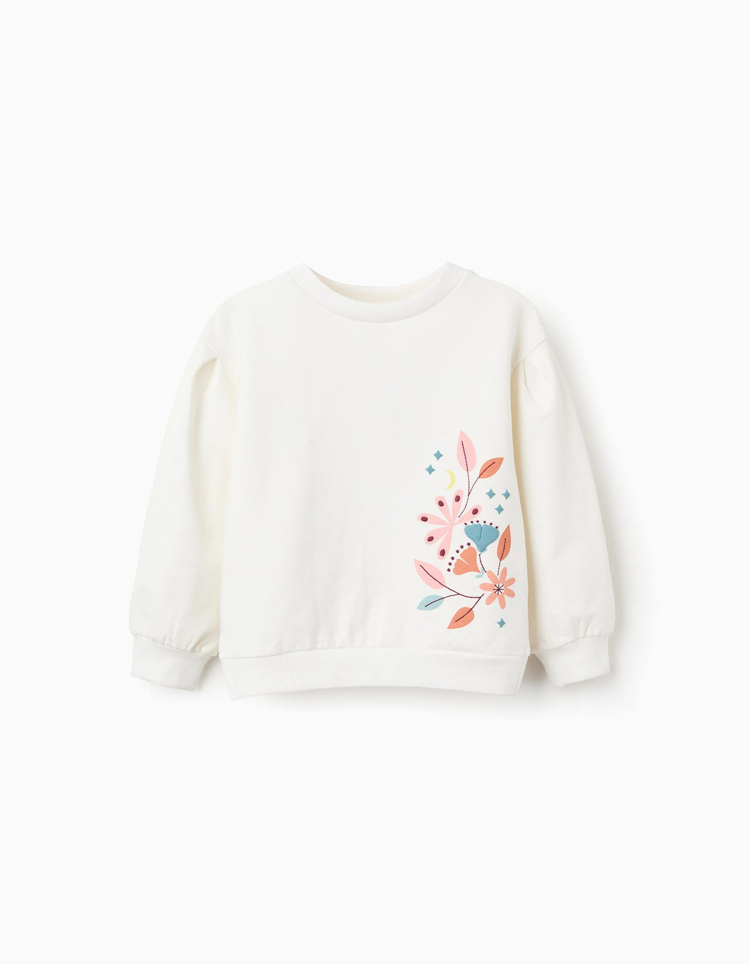 Sweat Cardada com Estampados e Bordado de Flores Zippy