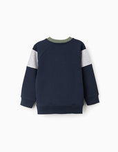 Carregar imagem no visualizador da galeria, Sweat Cardada para Menino &#39;Z&#39;, Azul-Escuro/Verde/Cinza Zippy
