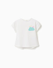 Carregar imagem no visualizador da galeria, T-shirt de algodão com estampado em crochê para bebé menina, branco
