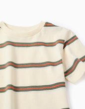 Carregar imagem no visualizador da galeria, T-shirt de algodão às riscas para menino, bege/laranja/verde
