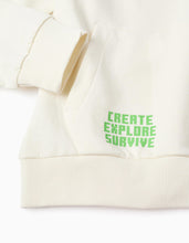 Carregar imagem no visualizador da galeria, Sweat de Algodão com Capuz &#39;Minecraft&#39;, Branco Zippy
