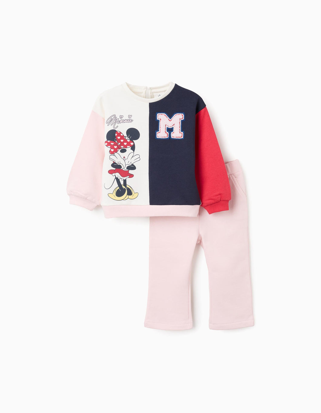 Fato de Treino de Algodão com Colorblock para Bebé Menina 'Minnie', Rosa Zippy