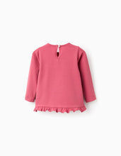Carregar imagem no visualizador da galeria, T-shirt de Manga Comprida com Folhos para Bebé Menina &#39;Sweet&#39;, Rosa Zippy
