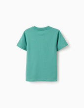 Carregar imagem no visualizador da galeria, T-shirt de algodão com estampado Just Colors para menino, verde
