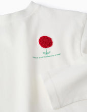 Carregar imagem no visualizador da galeria, T-shirt de Algodão com Folhos nas Costas para Menina &#39;Flor&#39;, Branco Zippy

