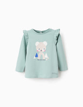 Carregar imagem no visualizador da galeria, T-shirt de Manga Comprida com Folhos para Bebé Menina &#39;Formas&#39;, Verde Zippy
