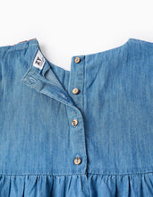 Carregar imagem no visualizador da galeria, Vestido de Ganga em Algodão com Bordados para Menina, Azul Zippy

