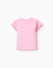 Carregar imagem no visualizador da galeria, T-shirt canelada com extremidades onduladas para menina
