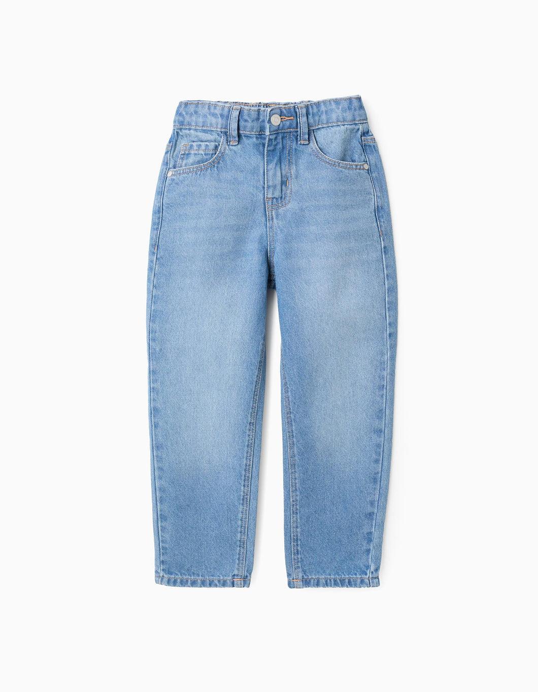 Calças de Ganga em Algodão 'Baggy Fit', Azul Zippy