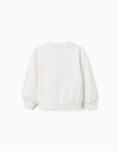 Carregar imagem no visualizador da galeria, Sweat com flor estampada em relevo para menina, branco/rosa
