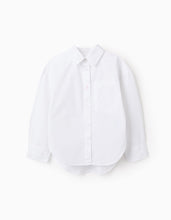 Carregar imagem no visualizador da galeria, Camisa de Algodão Assimétrica para Menina, Branco Zippy
