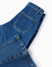 Carregar imagem no visualizador da galeria, Calças de Ganga com Costuras em Relevo para Menina &#39;Wide Leg&#39;, Azul Zippy
