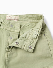 Carregar imagem no visualizador da galeria, Calças de Sarja com Bolsos Cargo para Menina &#39;Wide Leg&#39;, Verde Zippy
