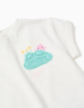 Carregar imagem no visualizador da galeria, T-shirt de algodão com estampado em crochê para bebé menina, branco

