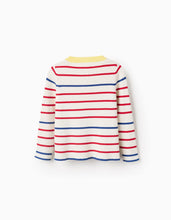 Carregar imagem no visualizador da galeria, Camisola Canelada às Riscas, Bege/Vermelho/Azul Zippy
