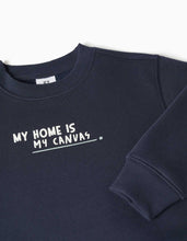 Carregar imagem no visualizador da galeria, Sweat cardada com estampado My Home para menino, azul-marinho
