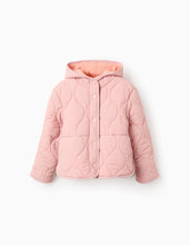 Carregar imagem no visualizador da galeria, Parka Acolchoada com Capuz para Menina, Rosa Zippy
