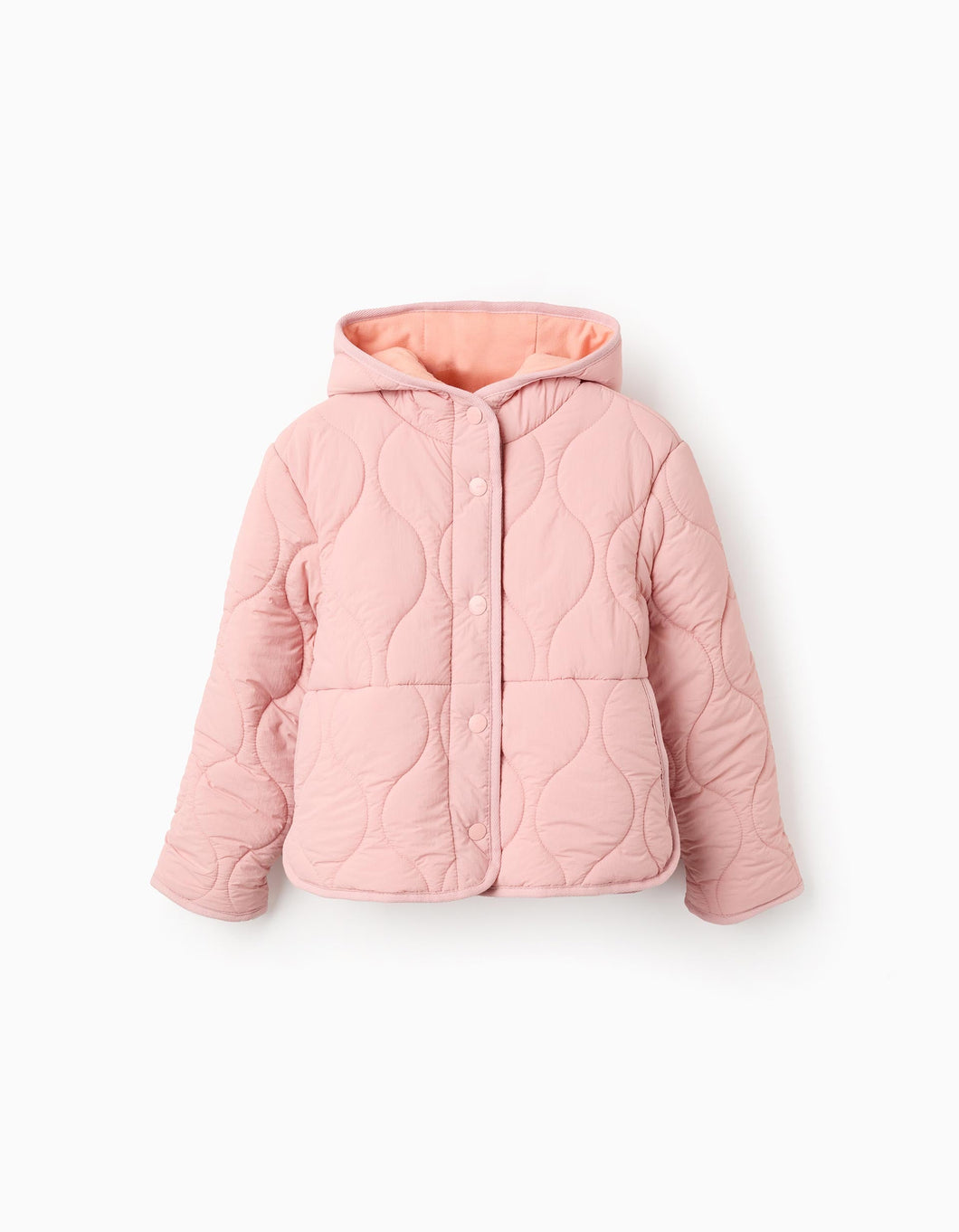 Parka Acolchoada com Capuz para Menina, Rosa Zippy