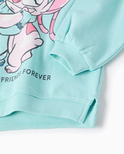 Carregar imagem no visualizador da galeria, Sweat de algodão com capuz e estampado Stitch para menina, azul-claro

