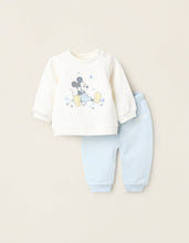 Carregar imagem no visualizador da galeria, Sweat + Calças Cardadas para Recém-Nascido &#39;Mickey&#39;, Branco/Azul Zippy
