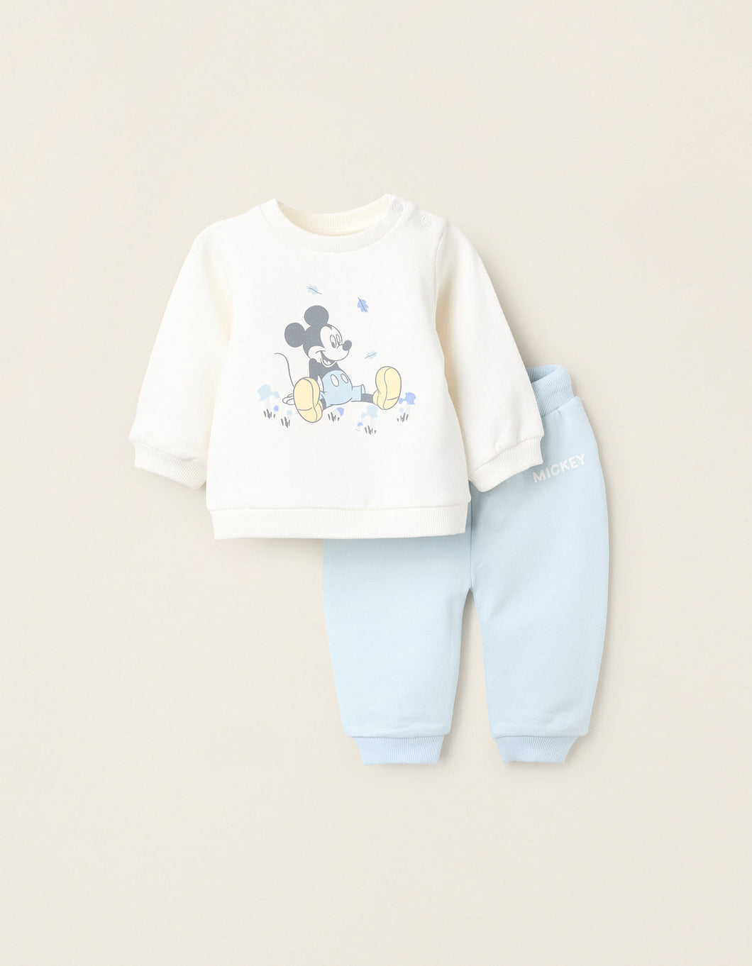 Sweat + Calças Cardadas para Recém-Nascido 'Mickey', Branco/Azul Zippy