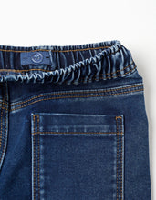 Carregar imagem no visualizador da galeria, Calças de ganga jogger com cordão e 5 bolsos para menino, azul-escuro
