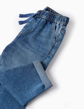 Carregar imagem no visualizador da galeria, Calças de Ganga com Cordão &#39;Comfort Denim&#39; para Bebé Menino, Azul Zippy
