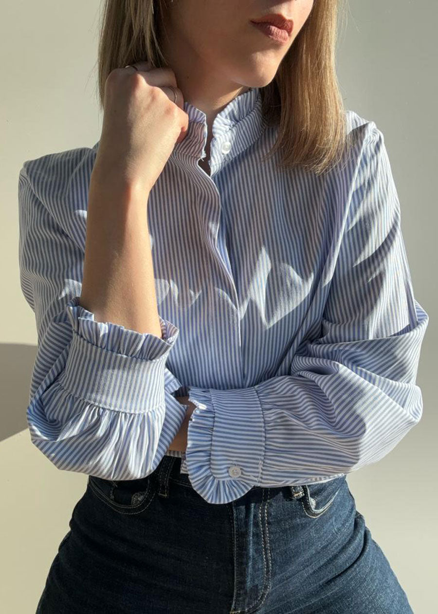 Camisa Riscas Azul Celeste