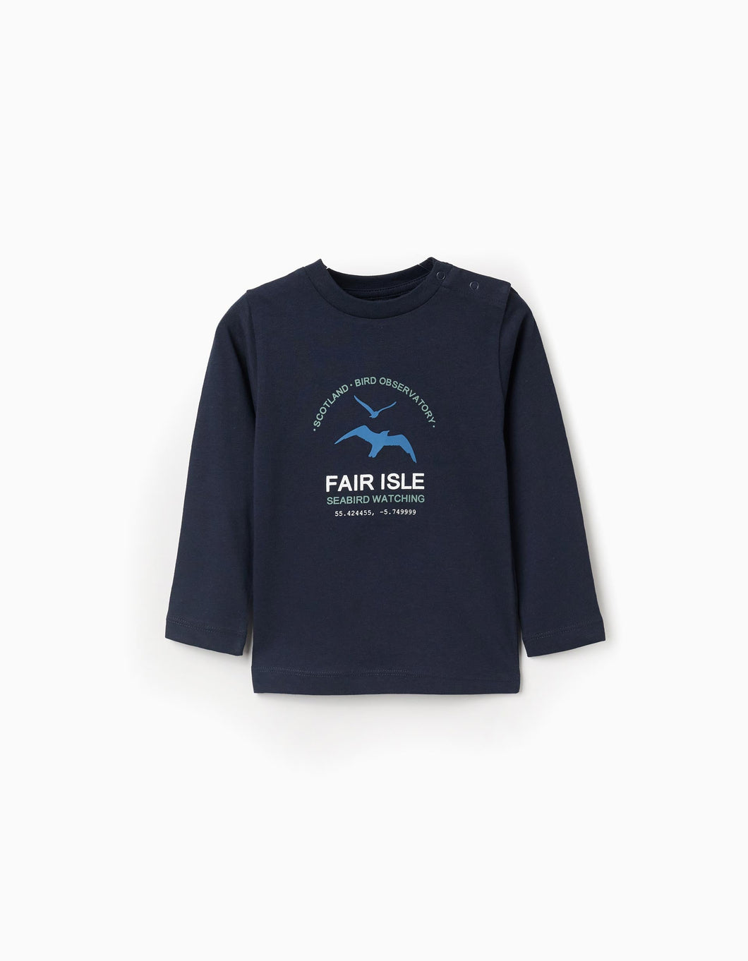 T-shirt de algodão 'fair isle' para bebé menino, azul-escuro Zippy