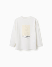 Carregar imagem no visualizador da galeria, T-shirt de manga comprida com estampado Studio para menino, branco
