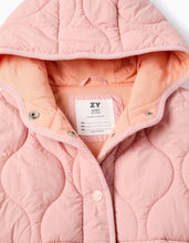 Carregar imagem no visualizador da galeria, Parka Acolchoada com Capuz para Menina, Rosa Zippy

