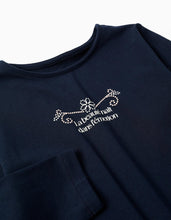 Carregar imagem no visualizador da galeria, T-shirt de manga comprida com base com folhos para menina, Marinho
