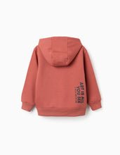 Carregar imagem no visualizador da galeria, Sweat cardada com capuz e estampado para menino, terracota

