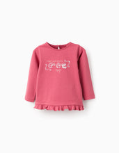 Carregar imagem no visualizador da galeria, T-shirt de Manga Comprida com Folhos para Bebé Menina &#39;Sweet&#39;, Rosa Zippy
