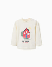 Carregar imagem no visualizador da galeria, T-shirt de manga comprida com estampado para bebé menino, bege
