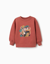 Carregar imagem no visualizador da galeria, Sweat cardada com motivo de arte e natureza para menina, terracota
