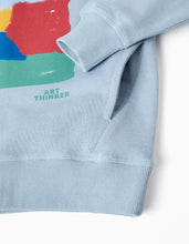 Carregar imagem no visualizador da galeria, Sweat de algodão com capuz e estampado Art Thinker para menino, azul

