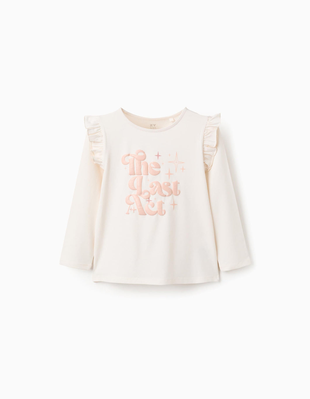 T-shirt de manga comprida com estampado em relevo para menina, bege Zippy