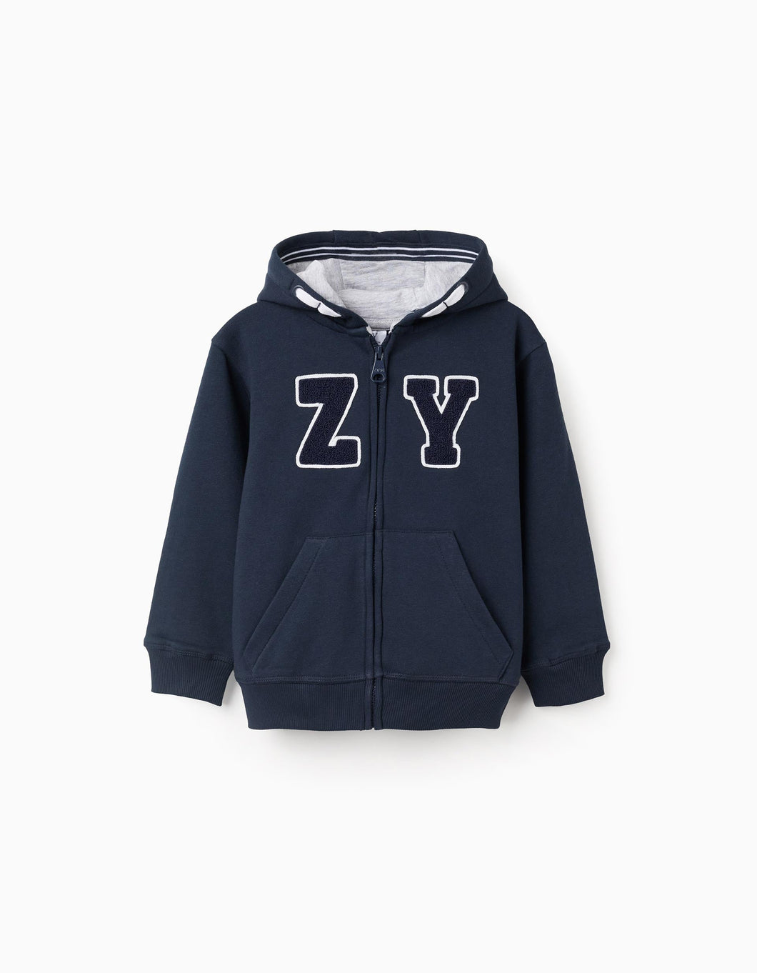 Casaco Cardado com Capuz para Menino 'ZY', Azul-Escuro/Cinza Zippy