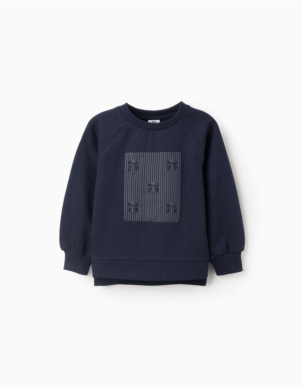 Sweat com Estampado em Relevo para Menina 'Laços', Azul Escuro Zippy